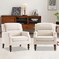 Kidol & Shellder White Oversized Accent Chair for Living Room Set of 2 Modern Reading Chair with Back Wide Upholstered Comfy Single Sofa Chair for Bedroom Lounge Side Corner Fabric Armchair-Ruum Studio Home