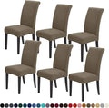 Joccun Chair Covers for Dining Room Set of 6,Dining Chair Slipcovers Stretch Dining Room Chair Covers Seat Protector,Washable Parsons Chair Cover for Home,Hotel,Banquet(Fossil,6 Pack)-Ruum Studio Home