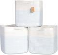 NaturalCozy 13 Inch Cube Storage Bins Cotton Rope Woven Baskets for Organizing 3-Pack | 13 x 13 Storage Cubes | Fabric Square Storage Baskets for Shelves Organizer, Kids Toy Bins, Closet Baby Nursery-Ruum Studio Home