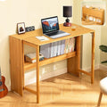 39.37" Bamboo Folding Desk,Space-Saving Computer Desk for Small Spaces, Foldable Study Table for Bedroom, Home Office, Dorm, Apartment (Natural)-Ruum Studio Home