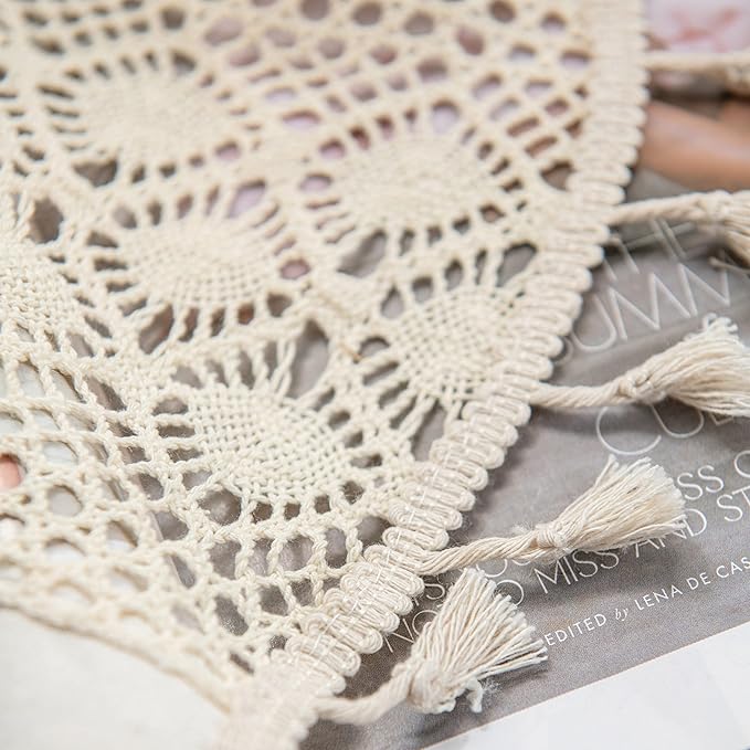Sutuo Home Boho Curtain Crochet Dots Patchwork Semi-Blackout Bohemian Handmade Tassels, Rod Pocket Window Treatment Vintage Rustic Farmhouse Drapes for Living Bedroom, 1 Panel 59" W x 84" L, Beige-Ruum Studio Home