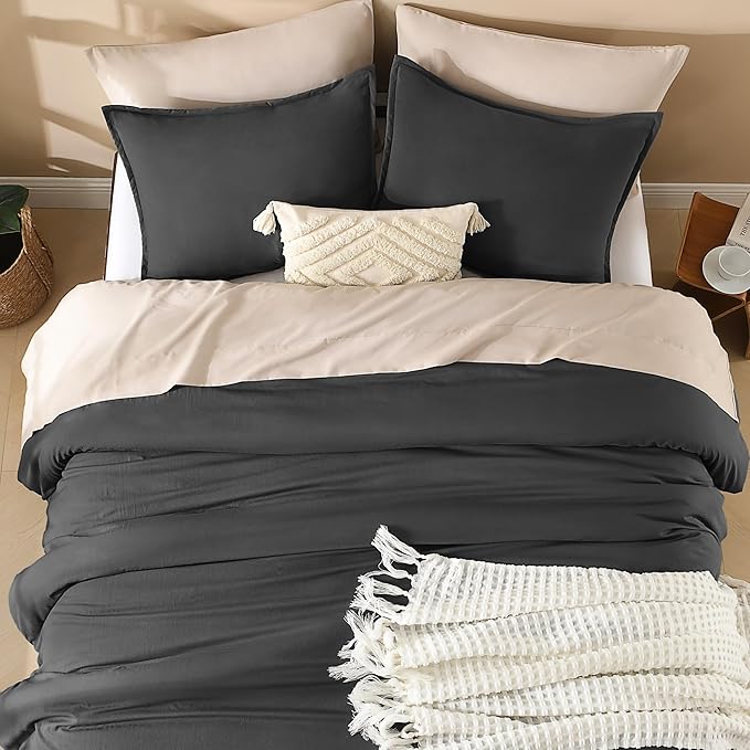 Litanika Grey Comforter Set Twin/Twin XL Size, 2 Pieces Lightweight Plain Bedding Comforter Set, All Season Fluffy Bed Set (66x90In Comforter & 1 Pillowcase)-Ruum Studio Home