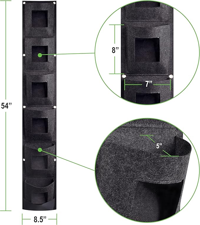 Hanging Planter Bags, Vertical Garden Planting Wall Gardening Grow Bag, 6 Pockets Large Wall Planter - Indoor Outdoor Plants Flowers Herbs, Waterproof Reusable-Ruum Studio Home