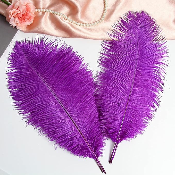 THARAHT 12pcs Purple Ostrich Feathers Natural Bulk 14-16Inch 35cm-40cm for Wedding Party Centerpieces Easter Gatsby and Home Decorate Ostrich Feather-Ruum Studio Home