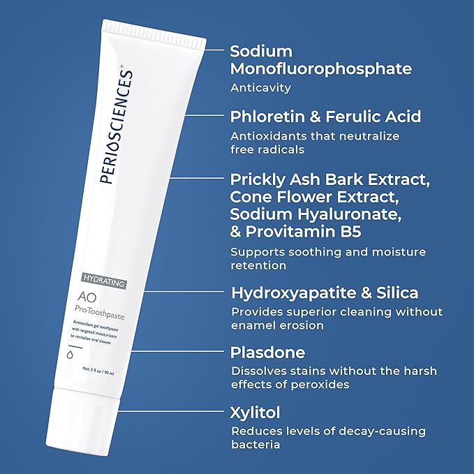 PerioSciences AO ProToothpaste Hydrating with Nano Hydroxyapatite, Remineralizing, 3 fl oz / 90ml-Ruum Studio Home