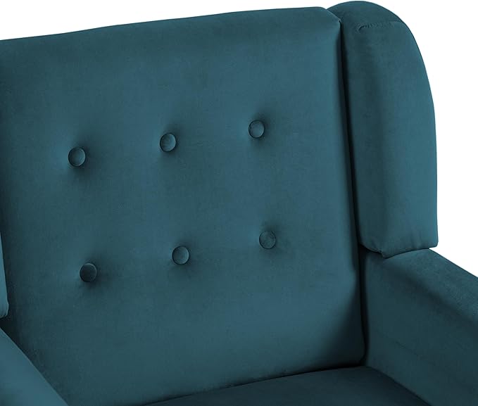 UIXE Accent Chair, Velvet Upholstered Armchair for Living Room, Modern Club Arm Chairs Comfy Single Sofa Button Tufted Bedroom Reading Seat - Blue, Set of 1-Ruum Studio Home