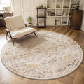 AMOAMI-6FT Round Rug-Rugs for Living Room-Vintage Soft Beige Rugs for Bedroom-Non Slip Circle Rug-Machine Washable Rug for Dining Room Living Room Bedroom Office Under Table-Ruum Studio Home