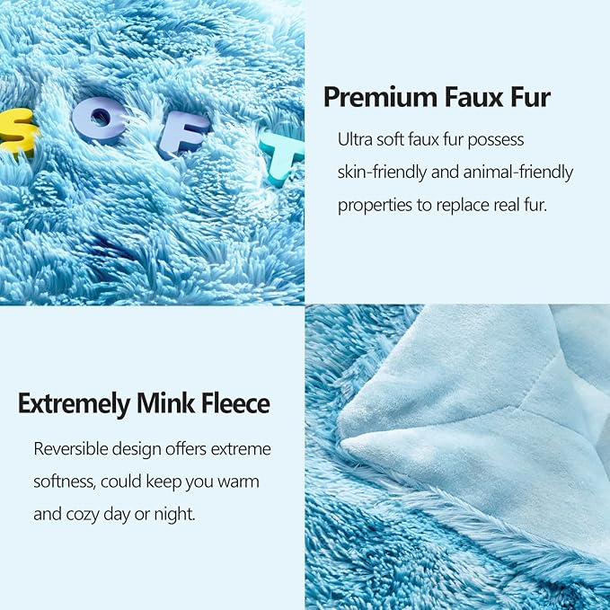 GONAAP Fuzzy Faux Fur Throw Blanket Tie-dye Ocean Blue Super Soft Cozy Plush Fuzzy Shaggy Blanket for Couch Sofa Bed (Tie-dye Ocean Blue, Throw(50"x60"))-Ruum Studio Home