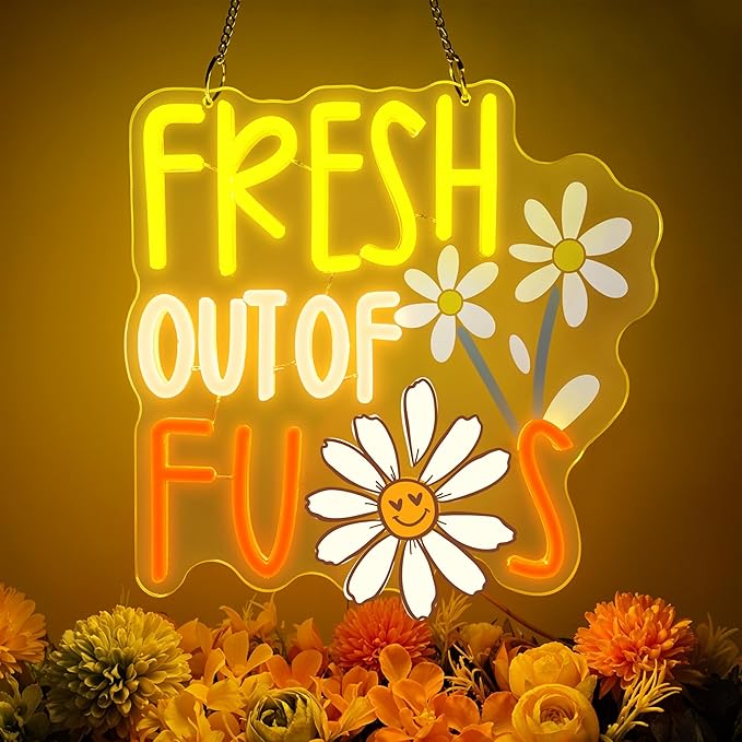 FRESH OUT OF FUS Neon Sign, Funny Novelty Neon Signs for Wall Decor, Dimmable Acrylic Neon Lights for Living Room Bedroom Party Decorations, Perfect Gifts-Ruum Studio Home