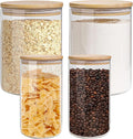 Glass Storage Jars Set Elegant Containers with Airtight Bamboo Lids, Perfect for Kitchen Organization - Flour, Rice, Pasta, Sugar, Coffee Beans (2 packs(37oz) / 2 packs(111oz))-Ruum Studio Home