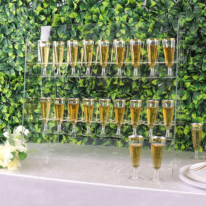 Tableclothsfactory 25" Clear Acrylic 2-Tier Wine Glass Stemware Rack, Champagne Flute Holder with Stand-Ruum Studio Home