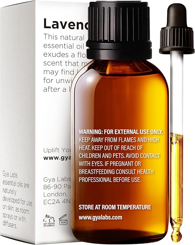 Gya Labs Lavender Essential Oil for Diffuser - 100% Pure Natural Lavender Oil for Skin, Hair, Massage, Candle Making & Aromatherapy (1.02 Fl Oz)-Ruum Studio Home