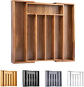 Bellsal Acacia Silverware Organizer Kitchen Drawer Organizer Expandable Bamboo Utensil Holder Cutlery Tray for Kitchen Utensil and Flatware Bedroom Office-Ruum Studio Home