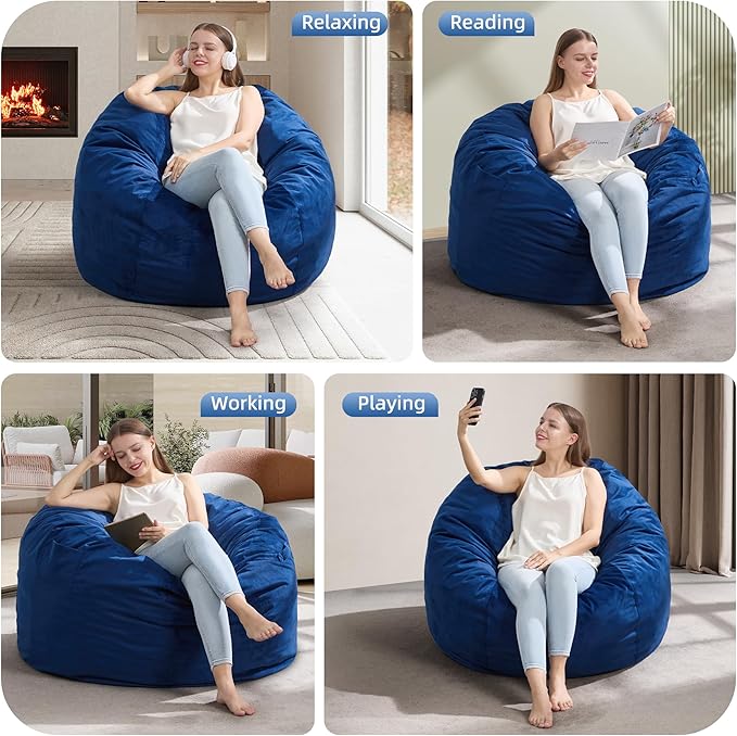 Hobestluk 3FT Bean Bag Chair Giant Bean Bag Chairs for Adults Large Bean Chairs with Removable Cover, Beanbag Chair with Filler, Adult Bean Bag Chairs for Living Room, Bedroom-Ruum Studio Home
