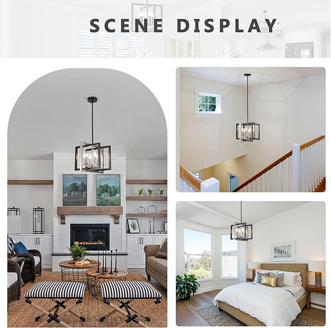 ANKYLHUA Black Nickel Chandelier,6-Lights Ceiling Light Fixture E12,Adjustable Hight Pendant Lights Kitchen Island,Chandeliers for Dining Room Bedroom,Entryway,Foyer-Ruum Studio Home