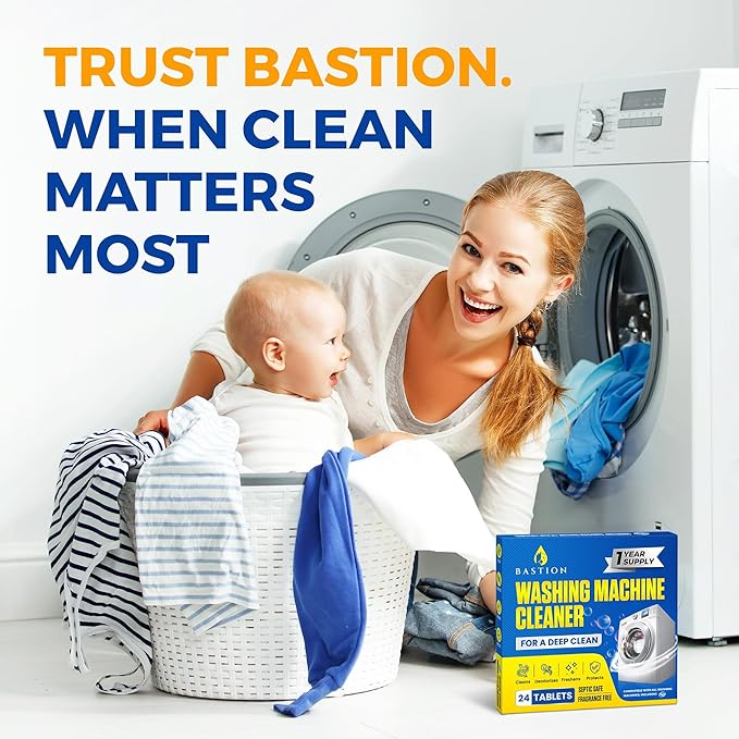Washing Machine Cleaner Tablets 24 pack Powerful Descaler -Deep Cleaning for HE Front Loader & Top Load Washer Septic Safe Eco-Friendly Deodorizer Clean Drum & Laundry Tub Seal- Year's Supply-Ruum Studio Home