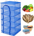 Drying Rack 6 Layers Folding Fish Mesh, Foldable Nylon Netting, Hanging Drying Fish Net, for Shrimp Fish Fruit Vegetables Herb, with Zipper Opening-Blue (37.4X19.6X19.6 in)…-Ruum Studio Home