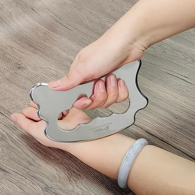 BYYDDIY Stainless Steel Massage Scraper Tool for Large Hands, Derma Edge Massage Tools,Gua Sha Scraping Tool for Physical Therapy,Muscle Scraper Tool (N)-Ruum Studio Home
