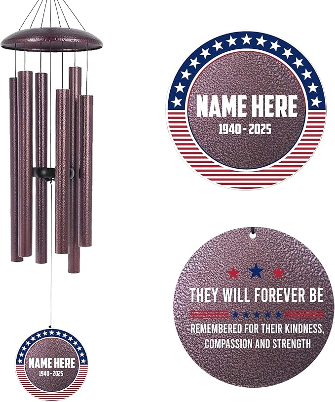 ASTARIN Personalized Wind Chimes for Memorial US Veteran, Deep Tone Wind Chimes for Loss of Loved One Brothers Sisters, Thank You Veteran Solider-Ruum Studio Home