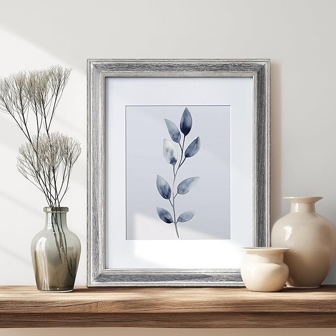 Yaetm 11x14 Rustic White Wood Picture Frame with Mat for 8x10, Weathered Solid Wood Frame with Real Glass, Distressed White Wooden Photo Frames 11 x 14 for Tabletop & Wall Mount, 2 Pack-Ruum Studio Home