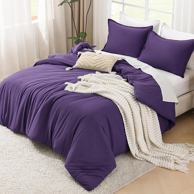 Litanika Purple Comforter Set Twin/Twin XL Size, 2 Pieces Lightweight Solid Bedding Comforter Set, All Season Fluffy Bed Set (66x90In Comforter & 1 Pillowcase)-Ruum Studio Home