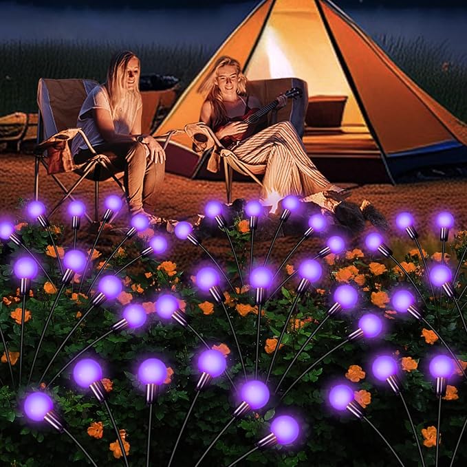 Solar Garden Lights Outdoor, Waterproof Solar Powered Lights for Yard Pathway Patio, Swaying Lawn Decor as Gardening Gifts for Women Holiday (Purple, 6 Pack 36 LED)-Ruum Studio Home