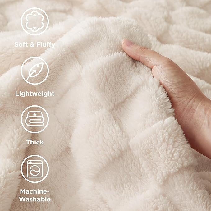 Bedsure GentleSoft Blankets Queen Size for Bed - Super Soft Cozy Blanket for Women Men Girls, Large Fuzzy Fleece Throw for Bedroom Decor, Light Beige, 90x90 Inches-Ruum Studio Home