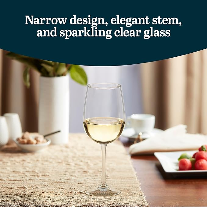 Libbey Vina White Wine Glasses Set of 6, 18.25 Oz Elegant, Fancy Glasses Drinking Set, Stemmed Wine Glasses for Weddings, Birthdays, Parties and More-Ruum Studio Home
