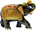 Handcrafted Wooden Elephant Figurine – Traditional Artwork, Gold & Gemstone Embellishments – Lucky Decorative Elephant Statue for Prosperity | Beautiful Elefantes Decorativos para Sala (Black & Gold)-Ruum Studio Home