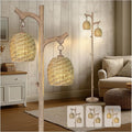 Scenekoy Vintage 68” Tall Floor Lamp with Straw Rope Woven Shade, Retro Resin Standing Lamp Tree Trunk Finish, Dimmable Corner Lamp Stand Up Light with Bulb Prefer for Living Room Bedroom Home Decor-Ruum Studio Home