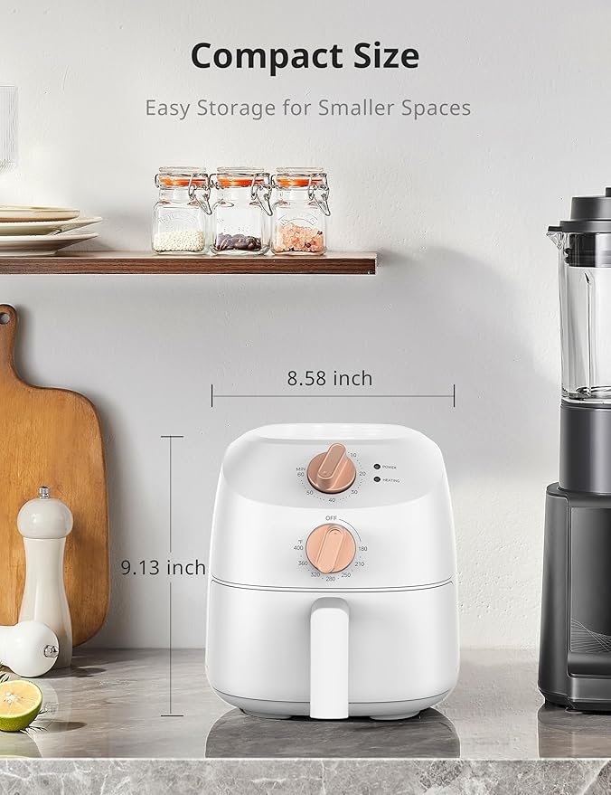 COMFEE' Compact 2.1 Quart Air Fryer with 12 Menu Options, Adjustable Timer & Temperature Control 180-400 degrees F, Dishwasher-Safe Nonstick Fry Basket with Stainless Steel Finish-Ruum Studio Home