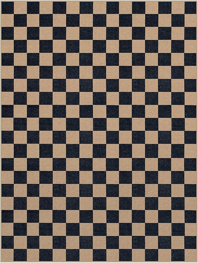 Lahome Checkered Easy Jute Rug, 9x12 Area Rug for Living Room Indoor Outdoor Carpet, Farmhouse Neutral Non Slip Non Shedding Stain Resistance Floor Carpet for Patio Dining Room Backyard-Ruum Studio Home