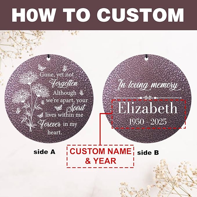 ASTARIN Engraving Wind Chimes for Loss of Loved One, Personalized Wind Chimes Memorial, Bereavement Gifts for Loss of Mother, Windchimes in Memory of a Loved One, Outside Windchime(Produced in USA)-Ruum Studio Home