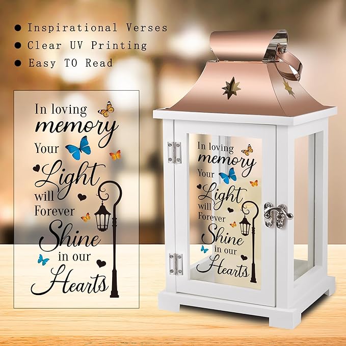 Memorial Lantern, Sympathy Gifts for Loss of Mom/Dad/Loved One, Bereavement Gifts, in Memory of Loved One Lantern,Celebration of Life, Memorial Gifts, Funeral Lantern, in Loving Memory Your Light ...-Ruum Studio Home