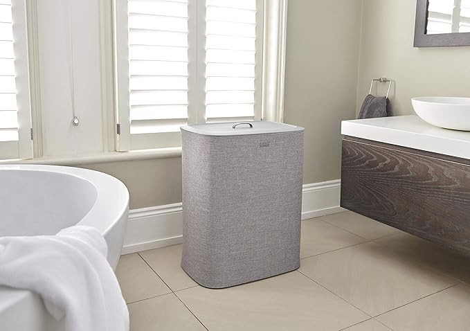 Joseph Joseph Tota 90 liter/23.8 gallon Laundry Hamper Separation Basket with lid, 2 Removable Washing Bags with Handles - Gray-Ruum Studio Home