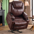 SALOHZA Power Lift Recliner Chair for Elderly with Massage and Heat for Living Room, Electric Recliner Chair for Adults with USB/Type C Port/Cup Holders, PU Faux Leather, Chocolate Brown-Ruum Studio Home