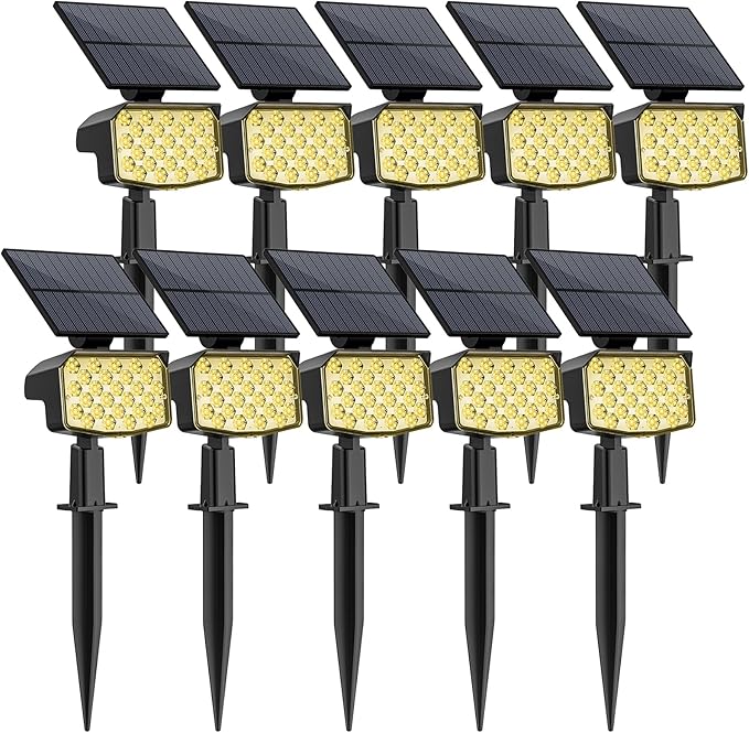 WELALO Solar Spot Lights Outdoor, [10 Pack/3 Modes] Solar Landscape Spotlights, Adjustable Solar Powered Security Lights, IP65 Waterproof Wall Lights for Walkway, Yard, Garden, Driveway (Warm White)-Ruum Studio Home