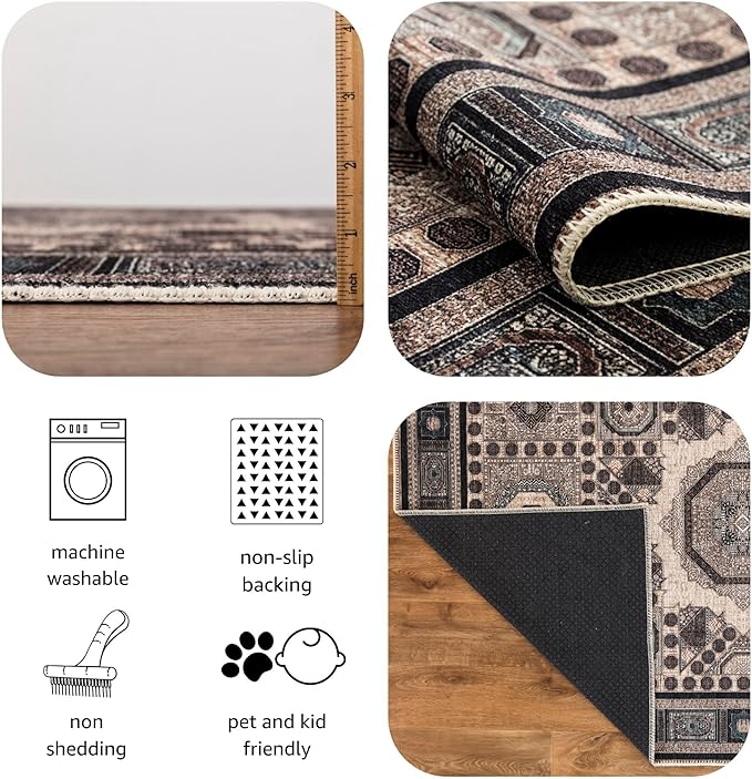 Keen Home Design 2x3 Rug - Machine Washable Entry Rug with Non-Slip Backing, Ideal for Enteryway, Kitchen, Bathroom, Laundry Room - Vintage, Easy Clean, Durable, Low Pile Rug - (2' x 3')-Ruum Studio Home