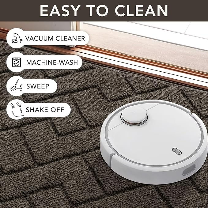 hicorfe Front Door Mat Outside Entrance,24"x35" Absorbent Muddy Dirt Resist Welcome Door Mats Outdoor Indoor,Stain and Fade Resistant,Non Slip Backing Entry Mat Doormat for Entryway (Latte)-Ruum Studio Home