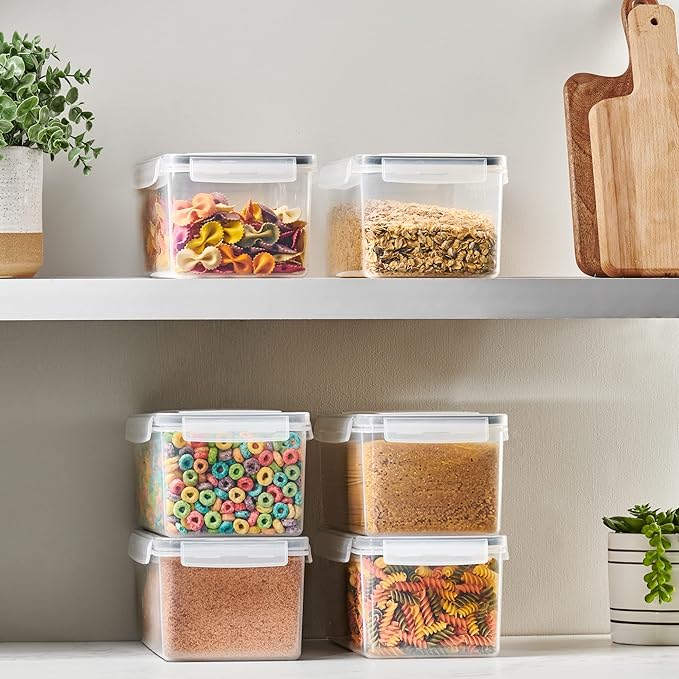 Large Airtight Food Storage Containers with Lids Set of 4 3.2L - 102 fl. oz Pasta storage Containers, BPA Free Plastic Spaghetti container - Air Tight Canisters for Kitchen Pantry Organization-Ruum Studio Home