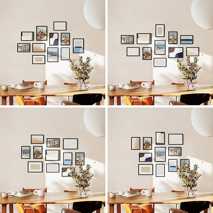 HAUS AND HUES Black Oak Wood Gallery Wall Tabletop Frames Made with Real American Oak and Shatter-free Plexiglass - Set of 11 (Eight 4x6, Three 5x7, Framed Black)-Ruum Studio Home
