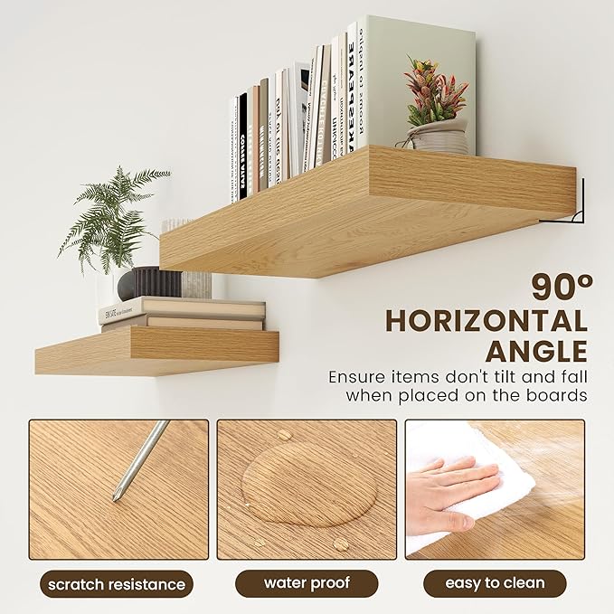 Deep Floating Shelves for Wall | 30 Inch Wide x 12 Inch Deep Floating Shelves | 30W x 12D Rustic Oak Wide Wall Shelves | Bookshelf Laundry Shelf TV Shelf-Ruum Studio Home