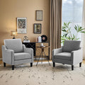 VINGLI Modern Accent Chairs Set of 2, Grey Living Room Chairs Comfy Armchair for Bedroom, Upholstered Sofa Chair Reading Chair for Small Spaces, Apartment, Waiting Room-Ruum Studio Home