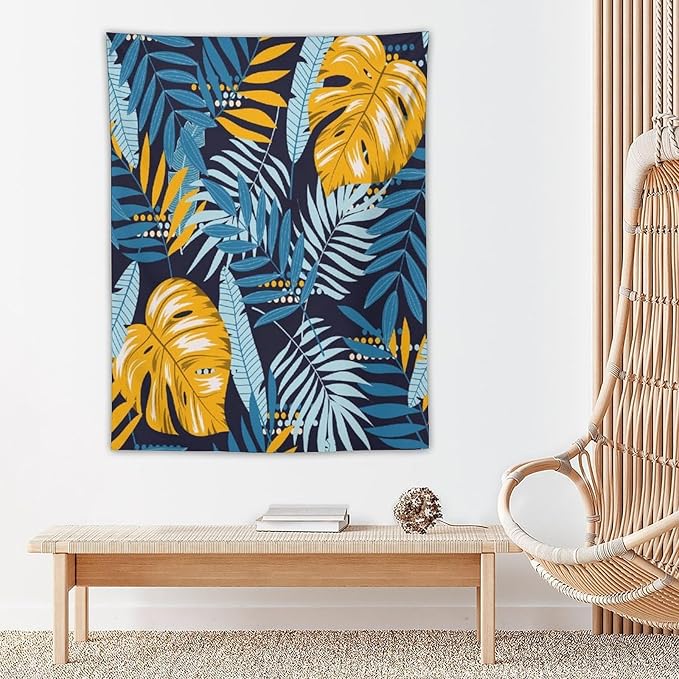ICMOLYYENLO Palm Leaf Tapestry Wall Hanging, Tropical Leaves Plant Jungle Green Hawaiian Art Home Decor for Guest Bedroom Living Room Dormitory 60x60 Inch-Ruum Studio Home
