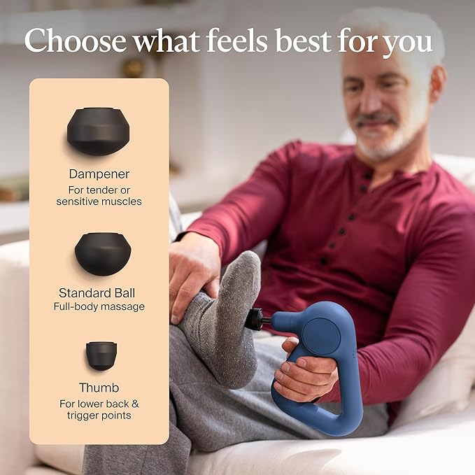 TheraGun Therabody Relief Handheld Percussion Massage Gun - Easy-to-Use, Comfortable & Light Personal Massager for Every Day Pain Relief Massage Therapy in Neck, Back, Leg, Shoulder and Body (Navy)-Ruum Studio Home