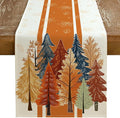 GEEORY Fall Watercolor Trees & Maple Leaves Striped Table Runner 13x72 Inch, Rustic Farmhouse Autumn Thanksgiving Decor for Kitchen, Dining, Indoor/Outdoor Holiday Dinner Party Orange GT157-72-Ruum Studio Home