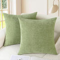 CaliTime Throw Pillow Covers Decorative 20 X 20 Inches Pack of 2 Cozy Chenille Cushion Cases for Couch Sofa Bed Living Room Home Sage Green-Ruum Studio Home