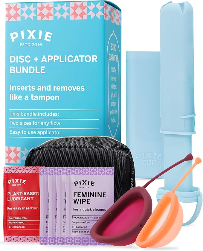 2 Menstrual Discs and Applicator Bundle - No Metals or Toxins - 100% Medical-Grade Silicone-Most Soft Reusable Period Disc - Inserts and Removes Like a Tampon - Capacity of 5 and 7 Tampons-Ruum Studio Home