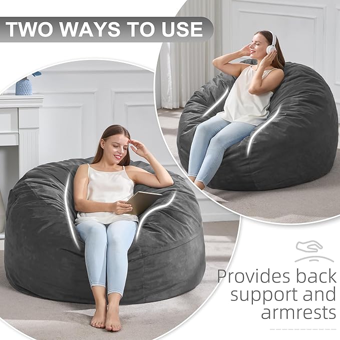 Hobestluk 4FT Bean Bag Chair Giant Bean Bag Chairs for Adults Large Bean Chairs with Removable Cover, Beanbag Chair with Filler, Adult Bean Bag Chairs for Living Room, Bedroom-Ruum Studio Home