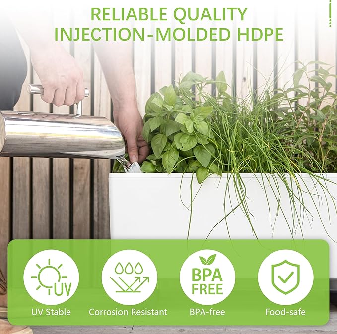 Glowpear Self-Watering Mini Bench Planter - 23.6" in Pot, Free Standing, UV Stable, Scalable, Indoor | Outdoor Pot with Water Gauge, for Home Kitchen Windowsill Gardening-Ruum Studio Home